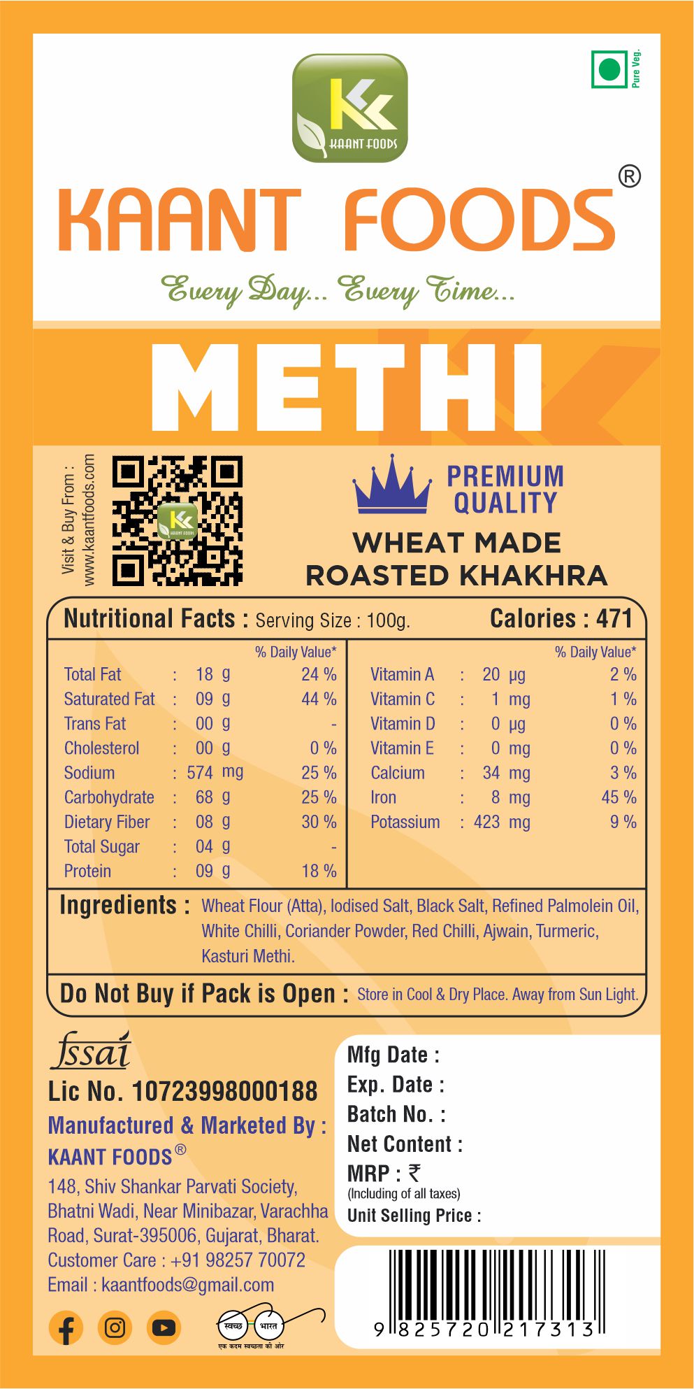 Methi khakhra 200g.