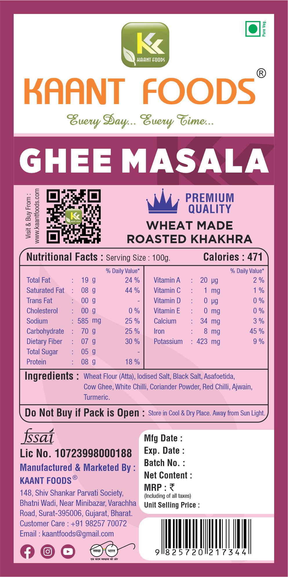 Ghee Masala 200g.