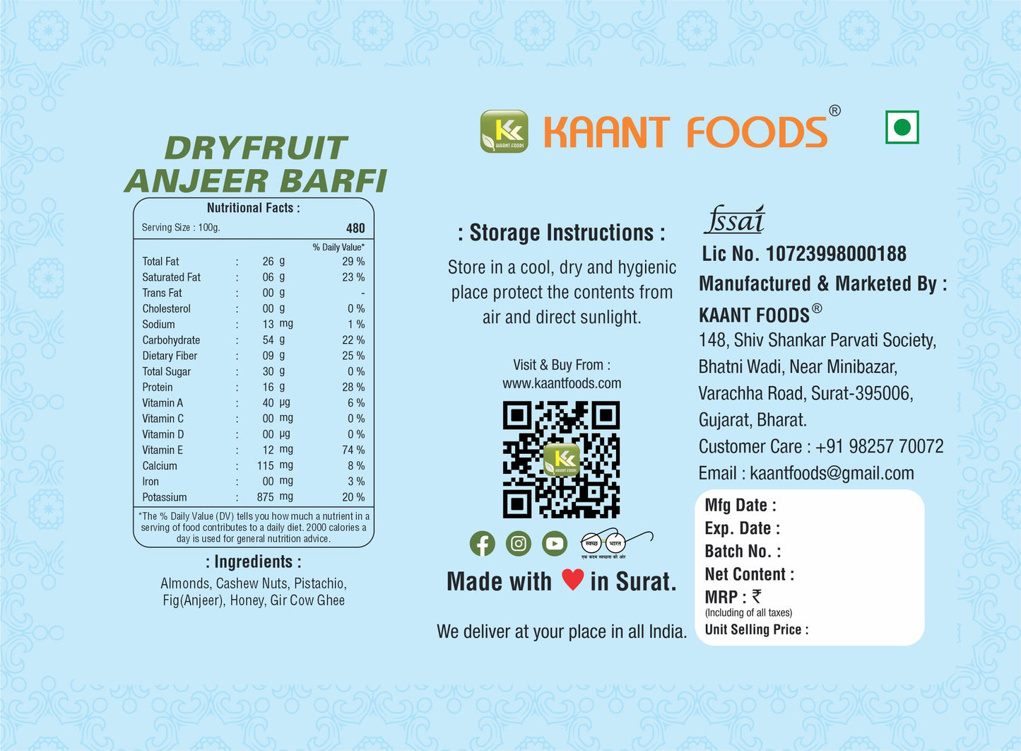 Dryfruit Anjeer Barfi