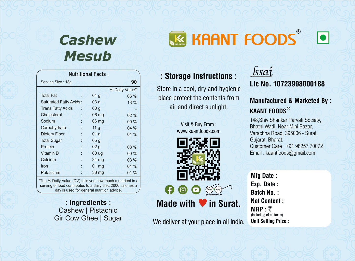 Cashew Mesub 500g.
