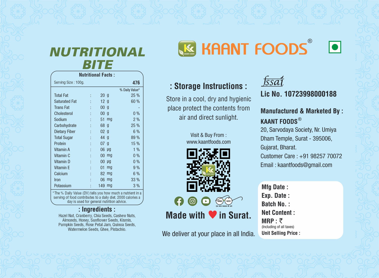 Nutritional Bites 500g.