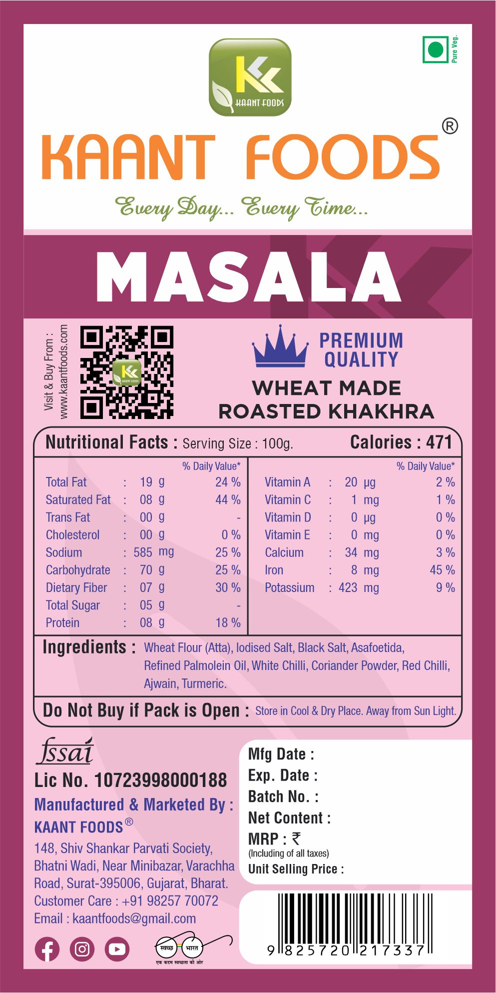 Masala Khakhra 200g.