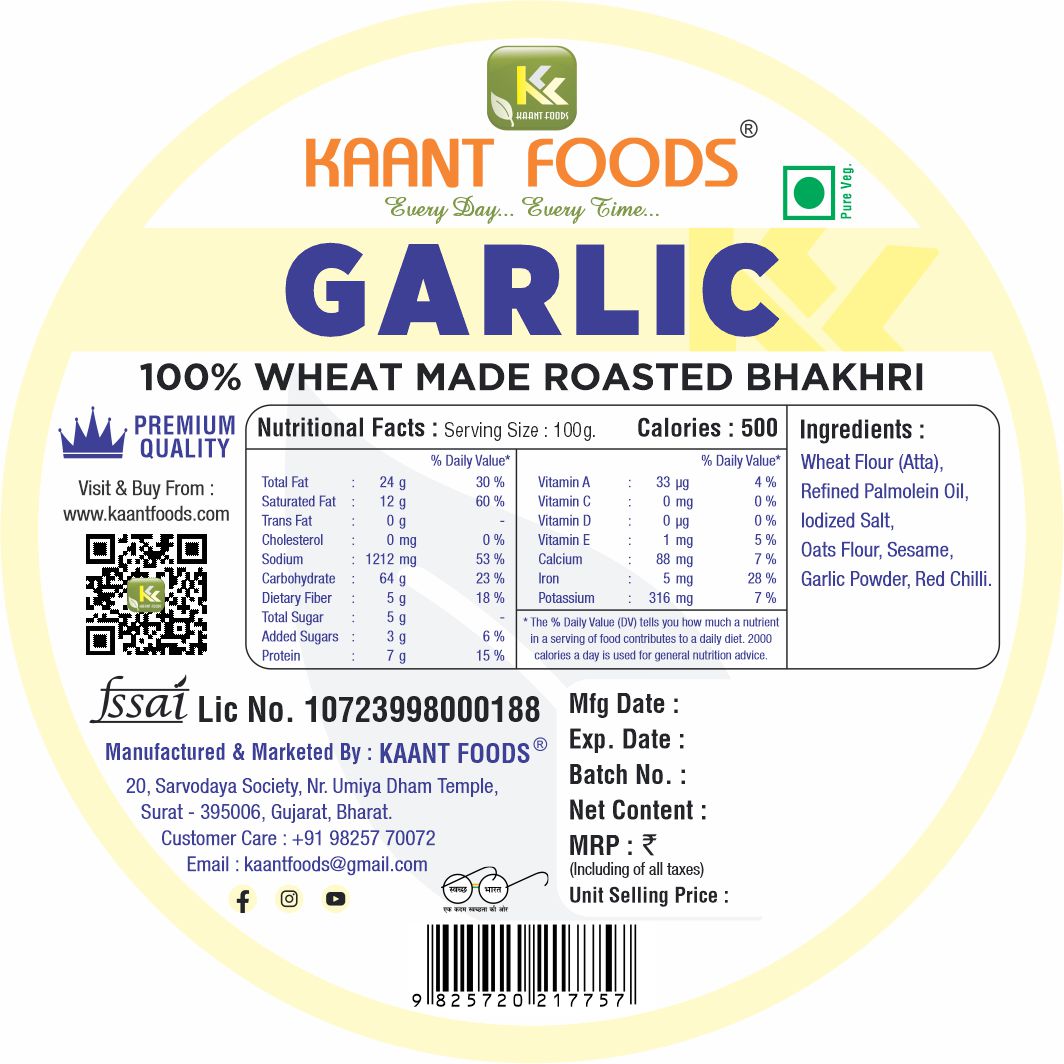 Garlic Bhakhri 200g.